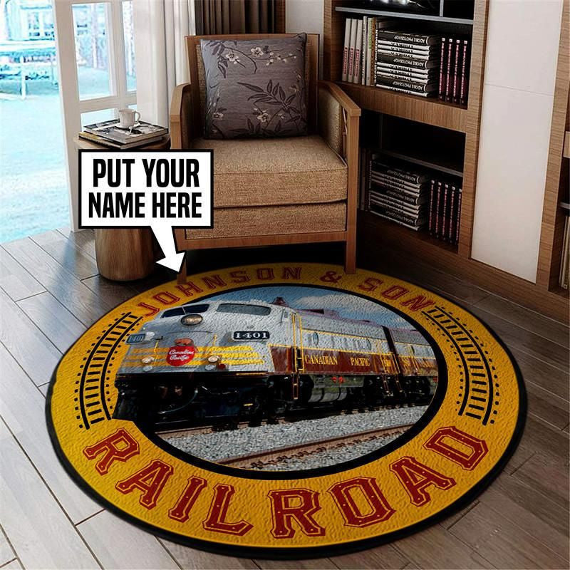 Railspirit Personalized Cp Canadian Pacific Railroad Living Room Round Mat Circle Rug
