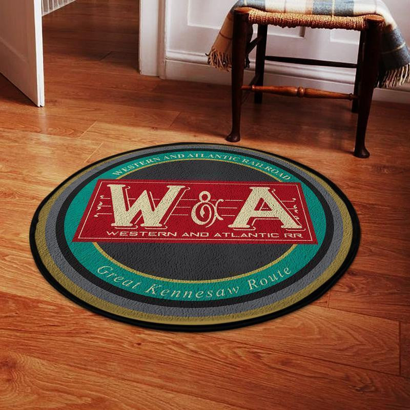 Railspirit Warr Round Mat Western & Atlantic Railroad Round Floor Mat Room Rugs Carpet Outdoor Rug Washable Rugs