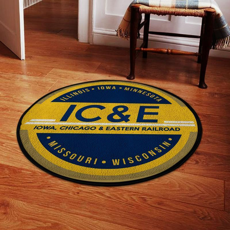 Railspirit Ice Living Room Round Mat Ice Iowa, Chicago Eastern Railroad Circle Rug