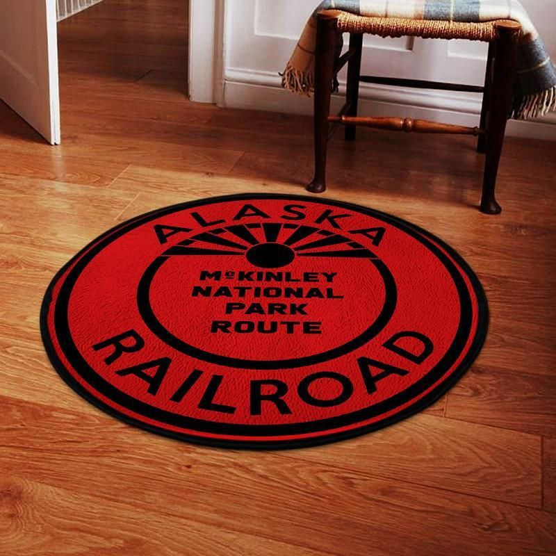 Railspirit Alaska Living Room Round Mat Alaska Railroad Circle Rug