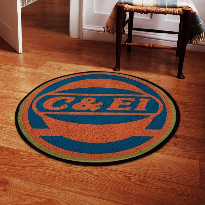 Railspirit Ceir Round Mat Chicago & Eastern Illinois Railroad Round Floor Mat Room Rugs Carpet Outdoor Rug Washable Rugs