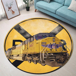 Railspirit Union Pacific Up Railroad Crossing Round Mat Round Floor Mat Room Rugs Carpet Outdoor Rug Washable Rugs