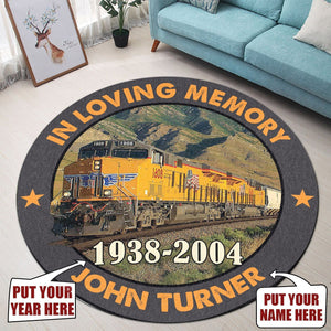 Railspirit Personalized In Memory Railway Round Mat Round Floor Mat Room Rugs Carpet Outdoor Rug Washable Rugs