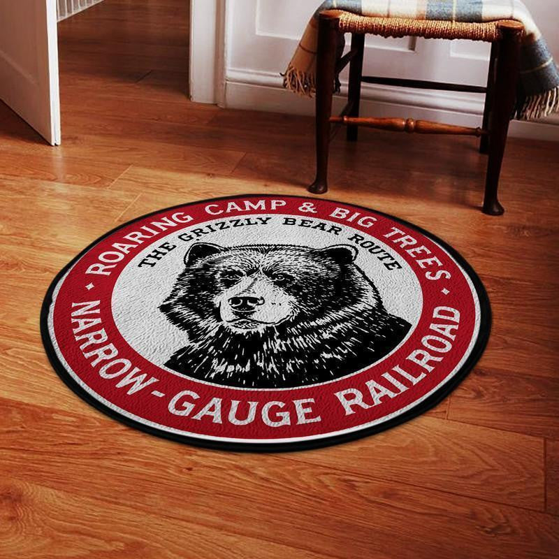 Railspirit Grizzly Round Mat Roaring Camp And Big Trees Narrowround Floor Mat Room Rugs Carpetgauge Railroad The Grizzly Bear Route Round Floor Mat Room Rugs Carpet Outdoor Rug Washable Rugs