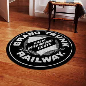 Railspirit Chicago Round Mat Grand Trunk Western Railroad Round Floor Mat Room Rugs Carpet Outdoor Rug Washable Rugs