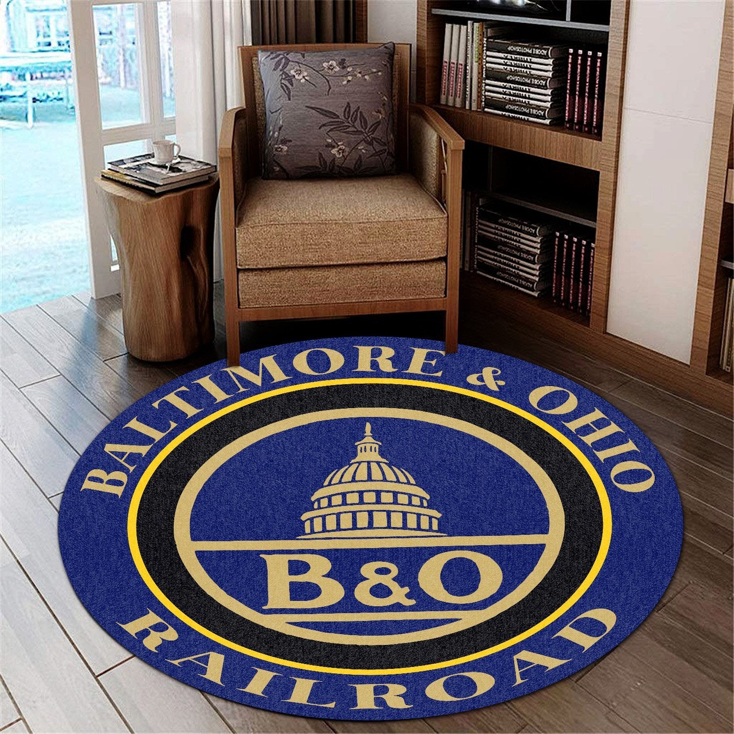 Railspirit Bo Baltimore & Ohio Railroad Round Mat Round Floor Mat Room Rugs Carpet Outdoor Rug Washable Rugs