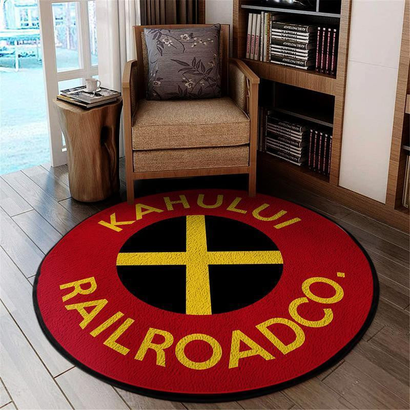 Railspirit Kahului Living Room Round Mat Kahului Railroad Circle Rug