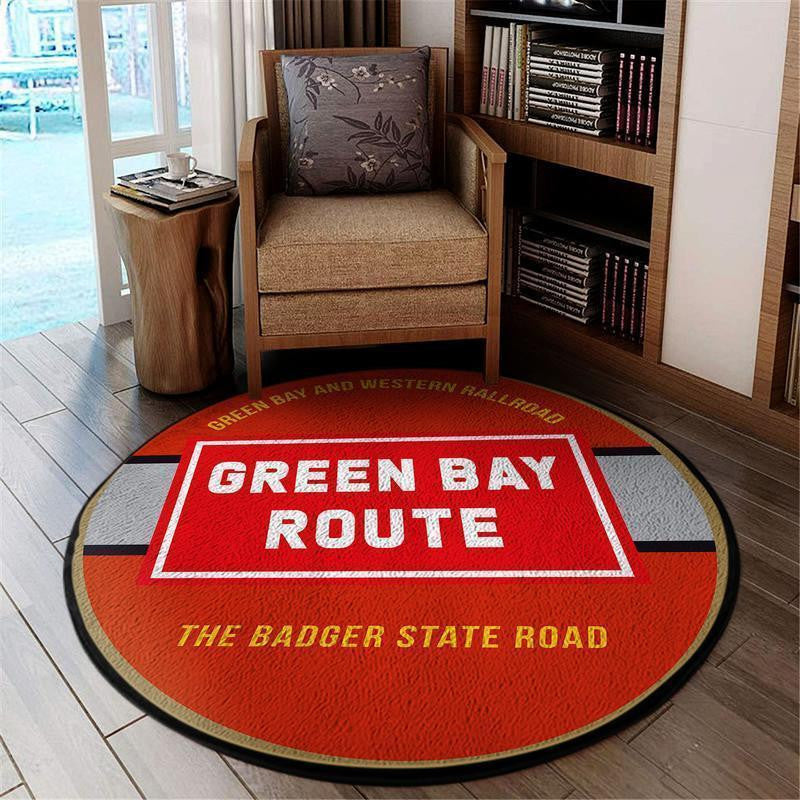 Railspirit Greenbay Round Mat Green Bay & Western Railroad Round Floor Mat Room Rugs Carpet Outdoor Rug Washable Rugs
