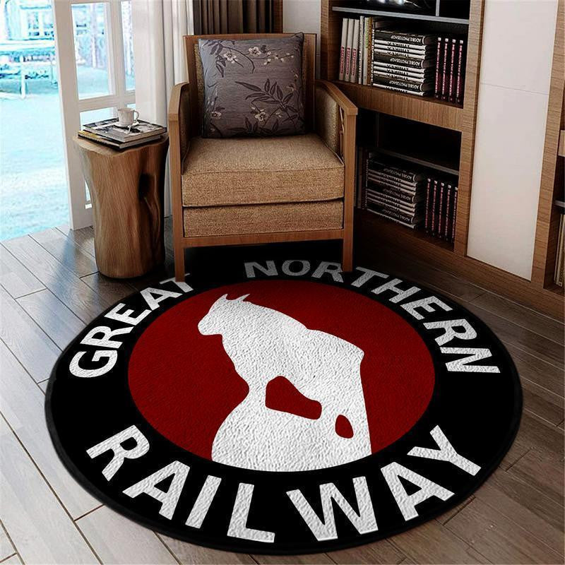 Railspirit Gnr Round Mat Great Northern Railway Round Floor Mat Room Rugs Carpet Outdoor Rug Washable Rugs