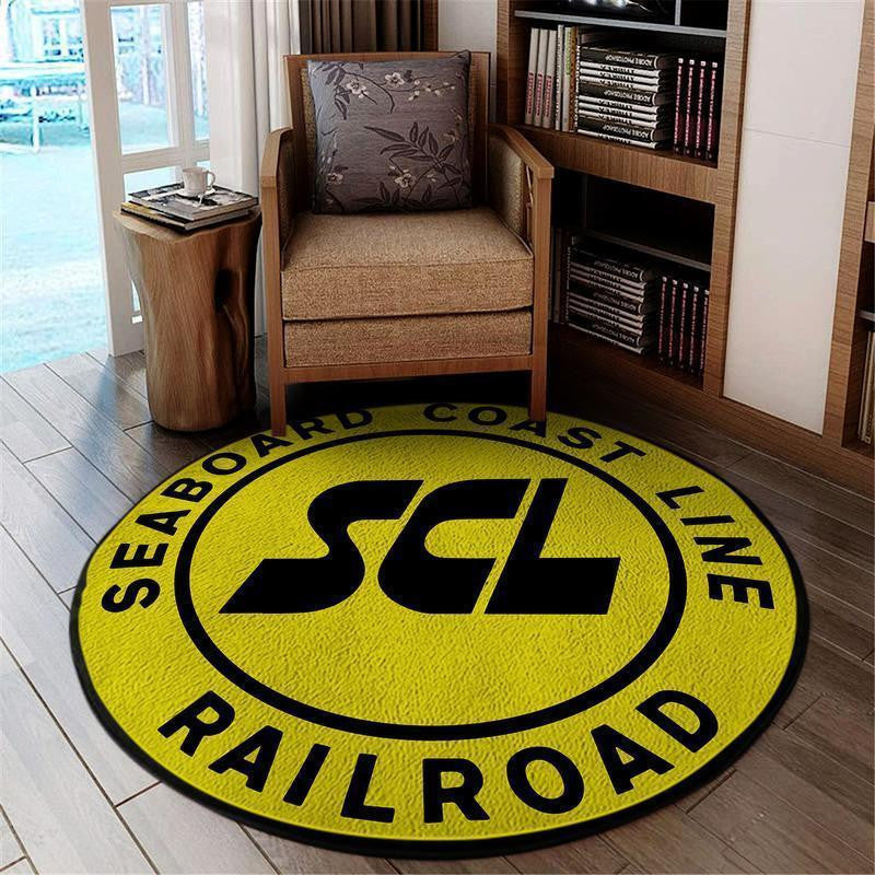 Railspirit Scl Seaboard Round Mat Seaboard Coast Line Railroad Round Floor Mat Room Rugs Carpet Outdoor Rug Washable Rugs