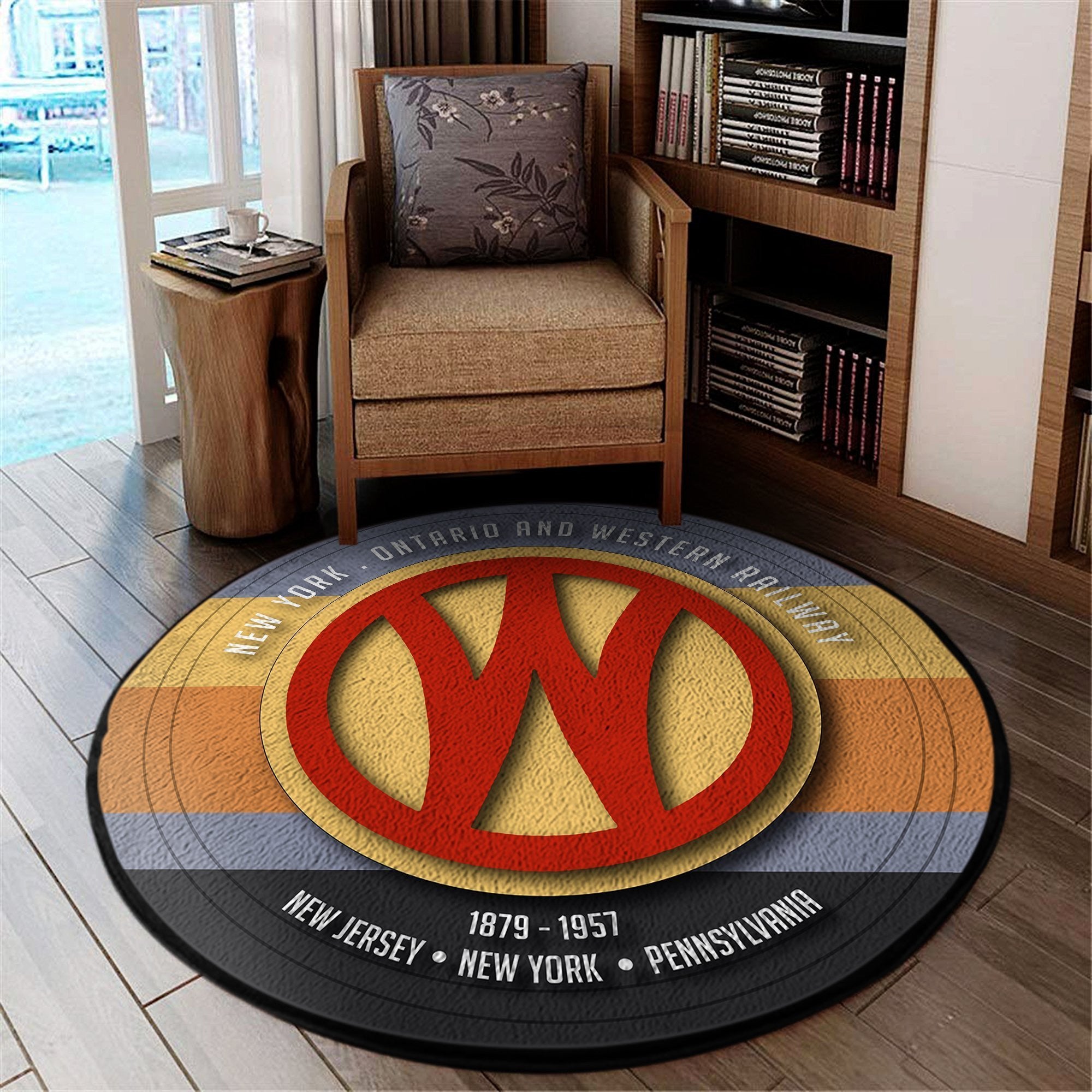 Railspirit Ontario & Western Railroad Round Mat Round Floor Mat Room Rugs Carpet Outdoor Rug Washable Rugs