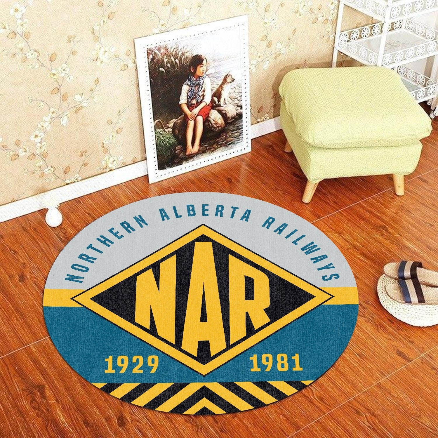 Railspirit Northern Alberta Railroad Round Mat Round Floor Mat Room Rugs Carpet Outdoor Rug Washable Rugs