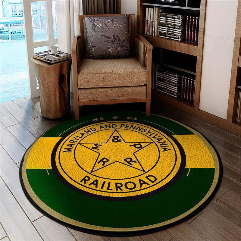 Railspirit Mapa Round Mat Ma&Pa Maryland & Pennsylvania Railroad Round Floor Mat Room Rugs Carpet Outdoor Rug Washable Rugs