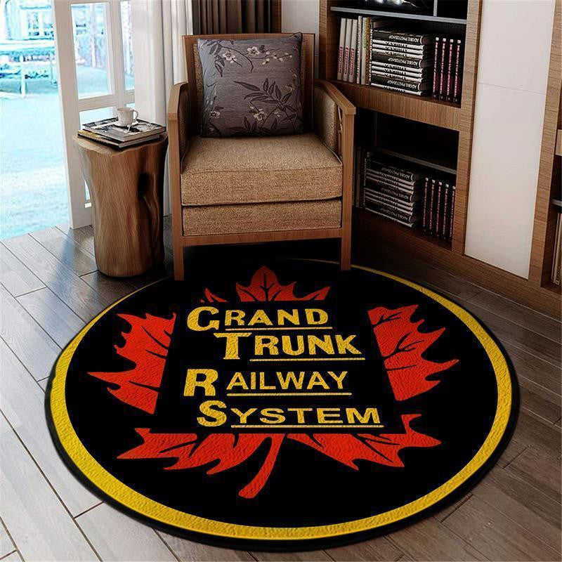 Railspirit Gtrw Round Mat Grand Trunk Railway System Round Floor Mat Room Rugs Carpet Outdoor Rug Washable Rugs