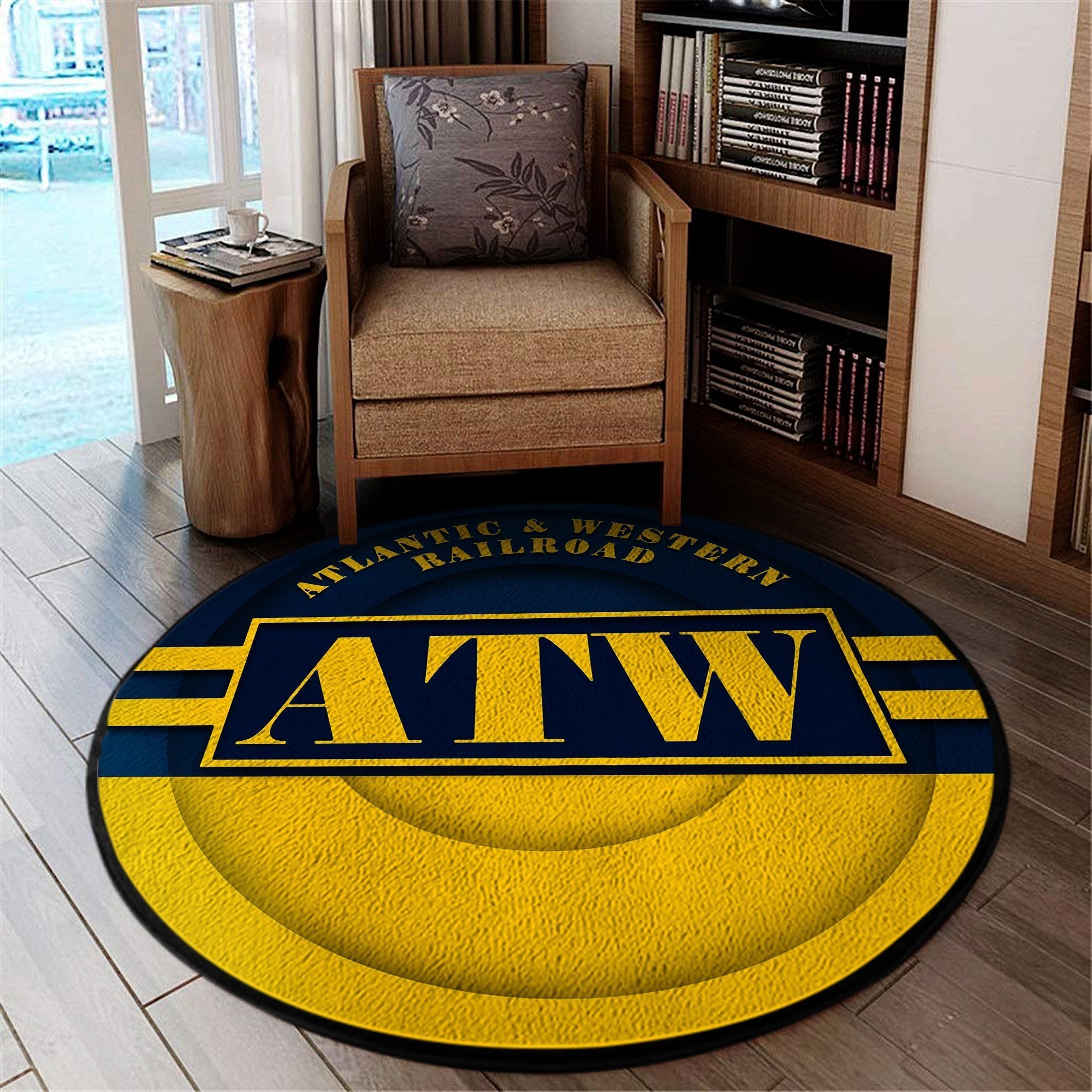 Railspirit Awrr Round Mat Atlantic & Western Railroad Round Floor Mat Room Rugs Carpet Outdoor Rug Washable Rugs