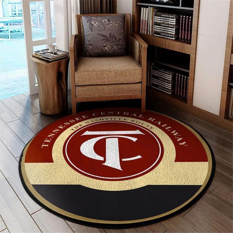 Railspirit Tennessee Round Mat Tennessee Central Railroad Round Floor Mat Room Rugs Carpet Outdoor Rug Washable Rugs