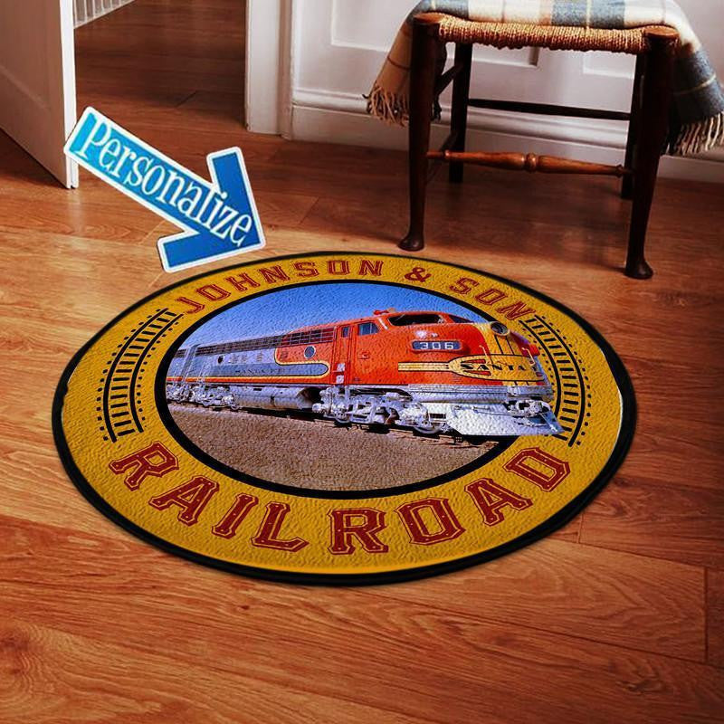 Railspirit Personalize Santa Fe Railway Round Mat Round Floor Mat Room Rugs Carpet Outdoor Rug Washable Rugs