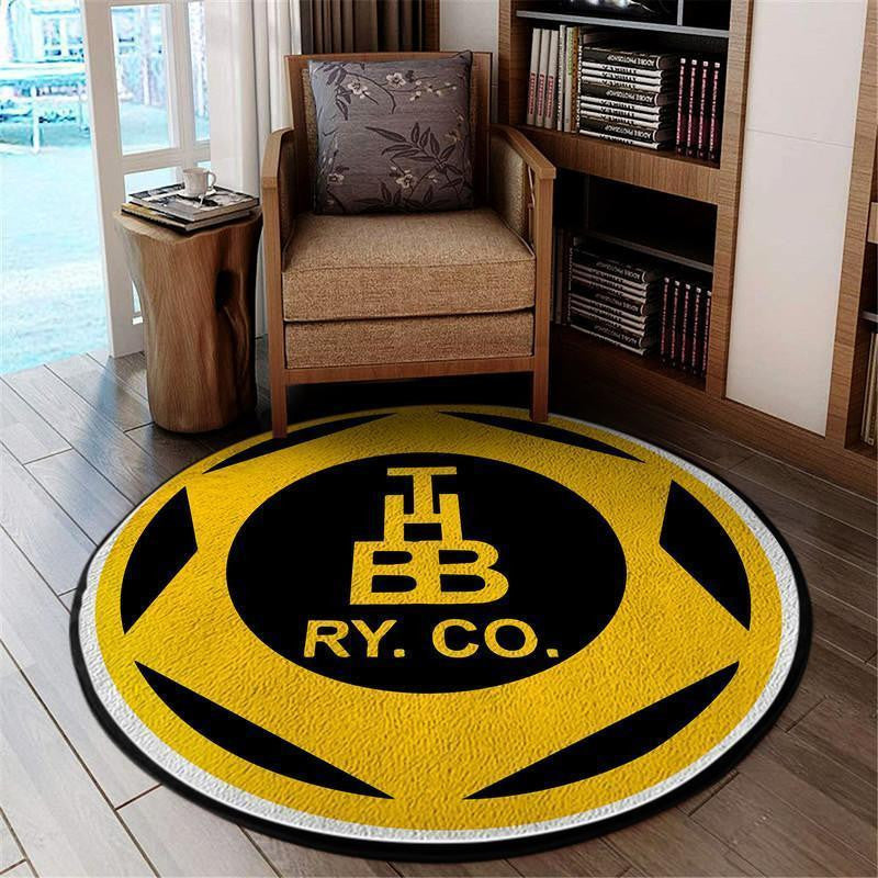 Railspirit Hbtrr Round Mat Houston Belt And Terminal (Hb&T) Railway Railroad Round Floor Mat Room Rugs Carpet Outdoor Rug Washable Rugs