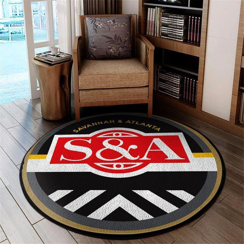 Railspirit Savannah Living Room Round Mat Savannah & Atlanta Railroad Circle Rug