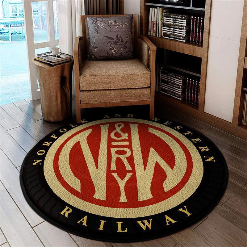 Railspirit Norfolk Round Mat Norfolk Western Railroad Round Floor Mat Room Rugs Carpet Outdoor Rug Washable Rugs