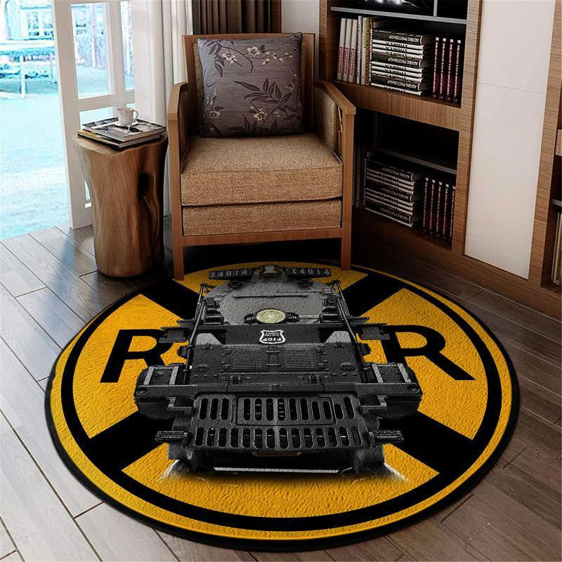 Railspirit Union Pacific Living Room Round Mat Union Pacific Big Boy 4 Circle Rug