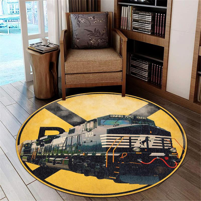 Railspirit Norfolk Southern Railroad Crossing Round Mat Round Floor Mat Room Rugs Carpet Outdoor Rug Washable Rugs