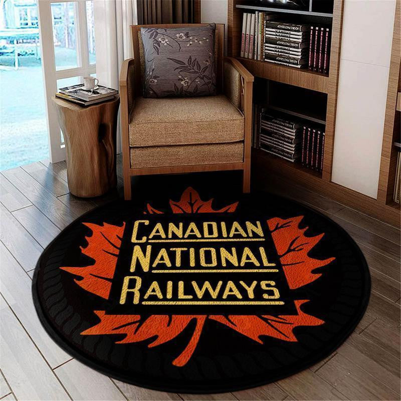 Railspirit Cnr Round Mat Canadian Nation Railroad Cn 04393 Living Room Rugs, Bedroom Rugs, Kitchen Rugs