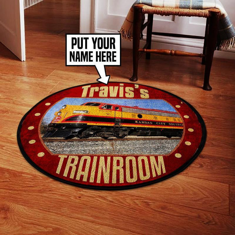 Railspirit Personalized Kcs Kansas City Southern Railroad Round Mat Round Floor Mat Room Rugs Carpet Outdoor Rug Washable Rugs
