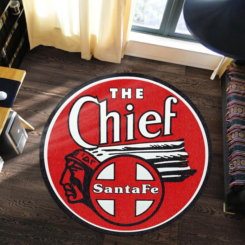 Railspirit Santa Fe Chief Railroad Round Mat Round Floor Mat Room Rugs Carpet Outdoor Rug Washable Rugs
