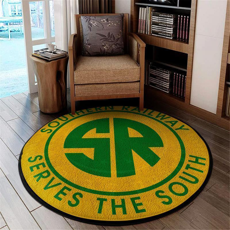 Railspirit Southern Round Mat Southern Railway Round Floor Mat Room Rugs Carpet Outdoor Rug Washable Rugs