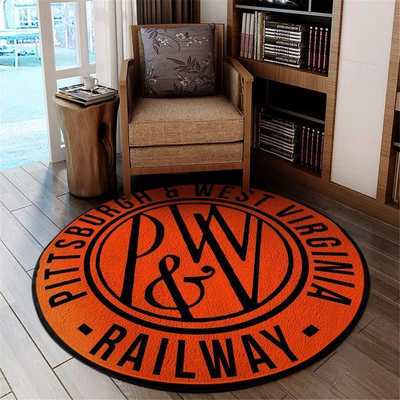Railspirit Pittsburgh Round Mat Pittsburgh & West Virginia Railway Round Floor Mat Room Rugs Carpet Outdoor Rug Washable Rugs