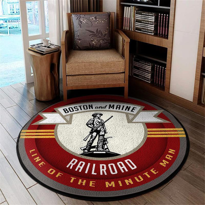 Railspirit Bostonmaine Round Mat Bm Boston & Maine Railroad Round Floor Mat Room Rugs Carpet Outdoor Rug Washable Rugs