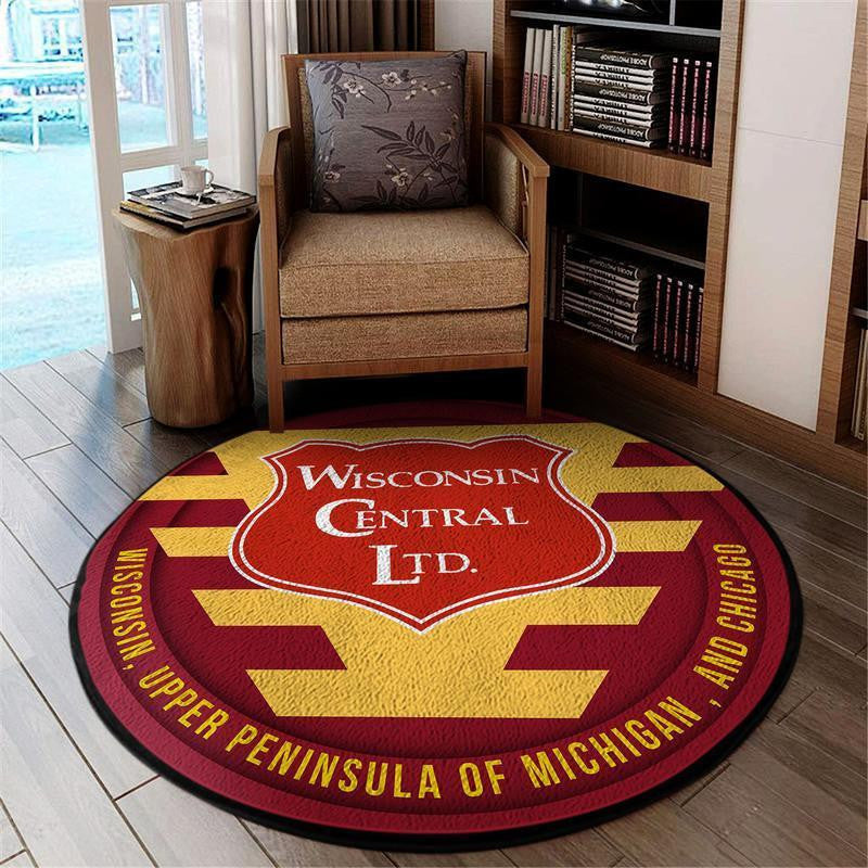 Railspirit Wcl Living Room Round Mat Wcl Wisconsin Central Limited Railroad Circle Rug