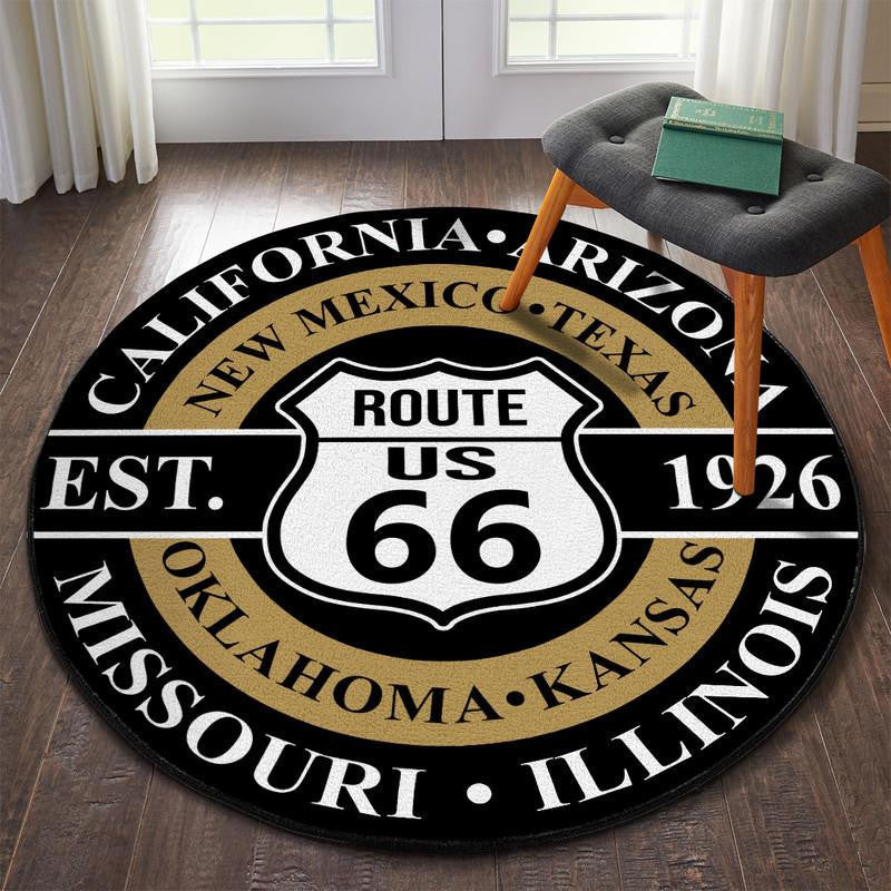 Railspirit Route 66 Living Room Round Mat Circle Rug