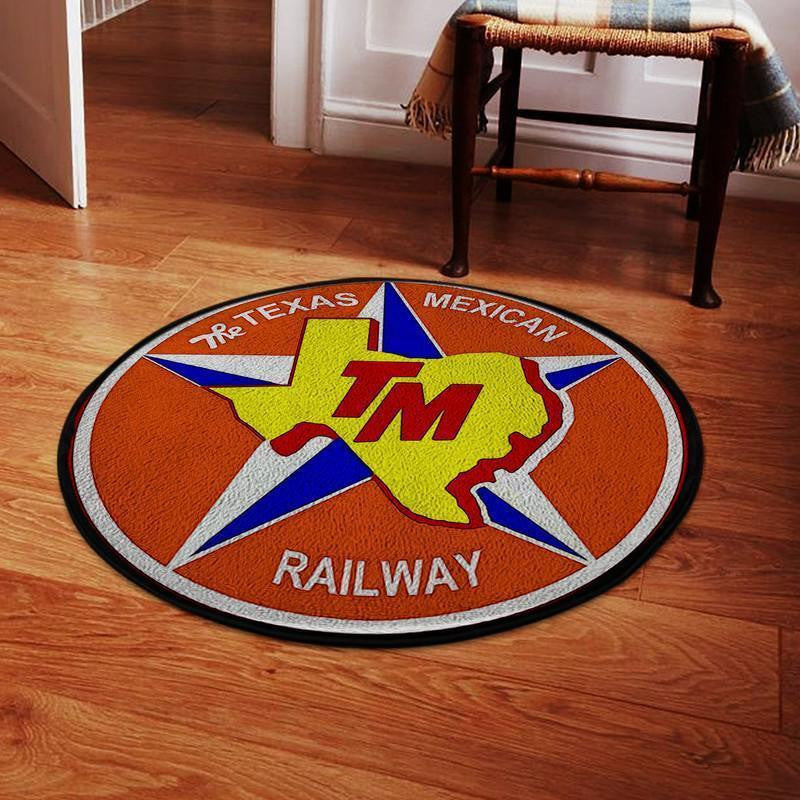 Railspirit Texas Mexican Railway Round Mat Round Floor Mat Room Rugs Carpet Outdoor Rug Washable Rugs