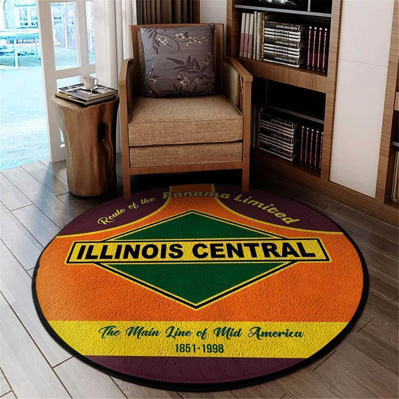 Railspirit Icr Round Mat Illinois Central Railroad Round Floor Mat Room Rugs Carpet Outdoor Rug Washable Rugs