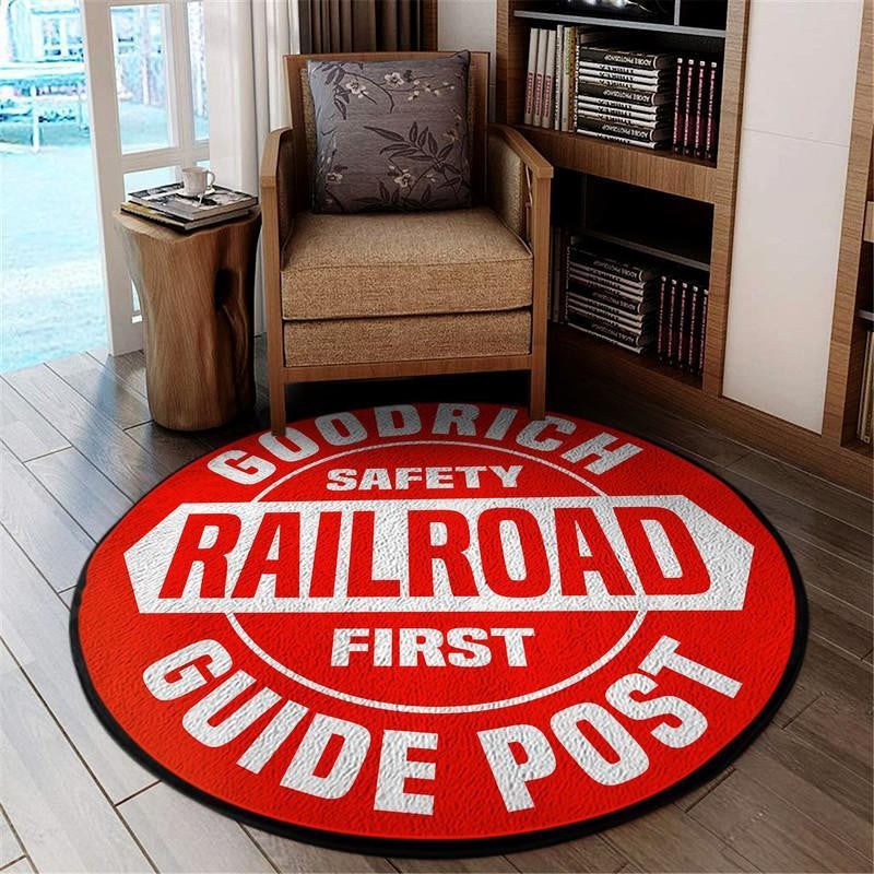 Railspirit Goodrich Railroad Guide Post Living Room Round Mat Circle Rug