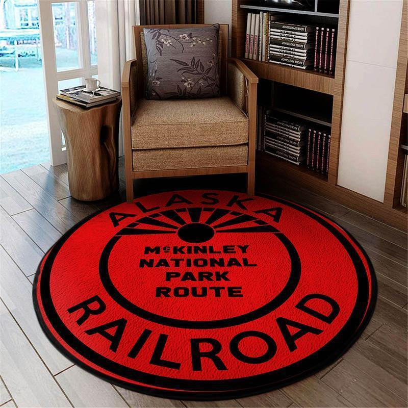 Railspirit Alaska Round Mat Alaska Railroad Round Floor Mat Room Rugs Carpet Outdoor Rug Washable Rugs