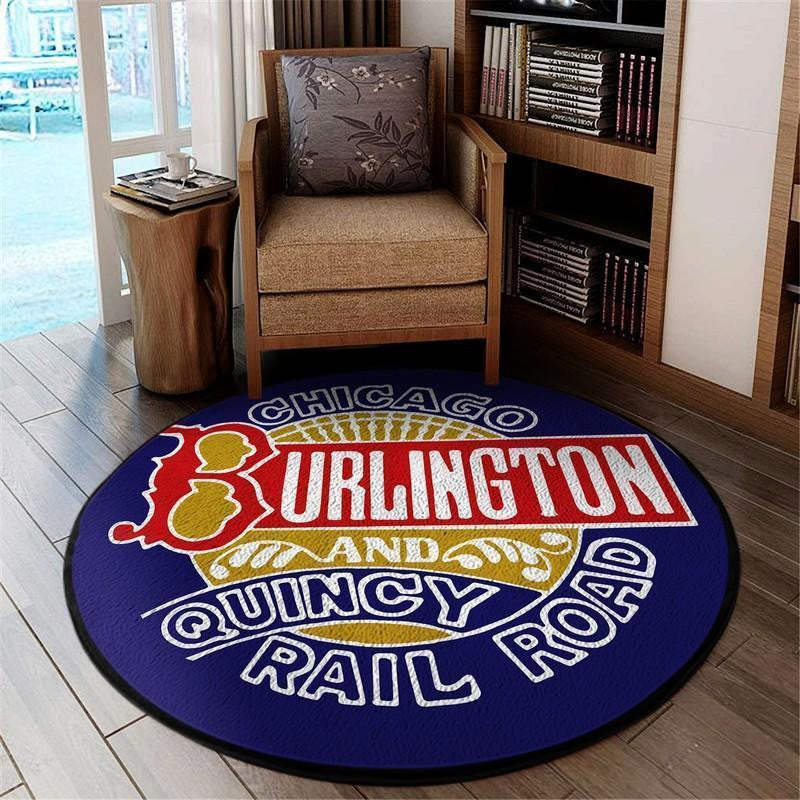 Railspirit Cbqrr Round Mat Chicago Burlington And Quincy Railroad Round Floor Mat Room Rugs Carpet Outdoor Rug Washable Rugs