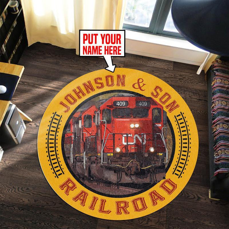 Railspirit Personalized Cn Canadian National Railroad Round Mat Round Floor Mat Room Rugs Carpet Outdoor Rug Washable Rugs