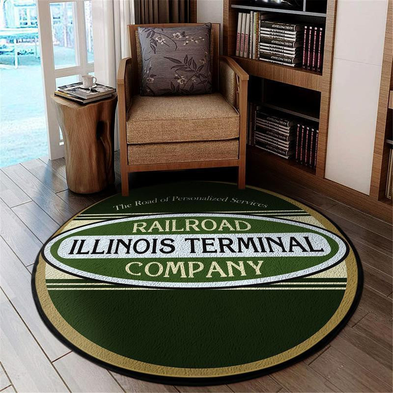 Railspirit Illinois Round Mat Illinois Terminal Railroad Round Floor Mat Room Rugs Carpet Outdoor Rug Washable Rugs