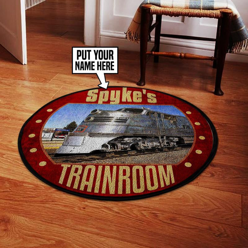 Railspirit Personalized Cbq Chicago, Burlington And Quincy Railroad Living Room Round Mat Circle Rug