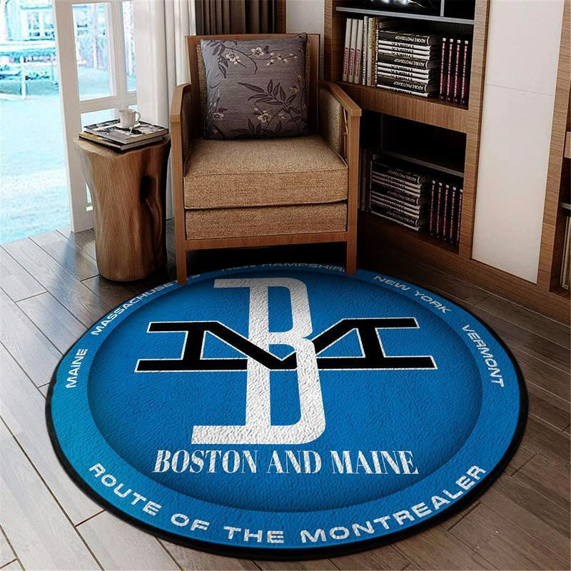 Railspirit Bostonmaine Living Room Round Mat Bm Boston & Maine Railroad Circle Rug