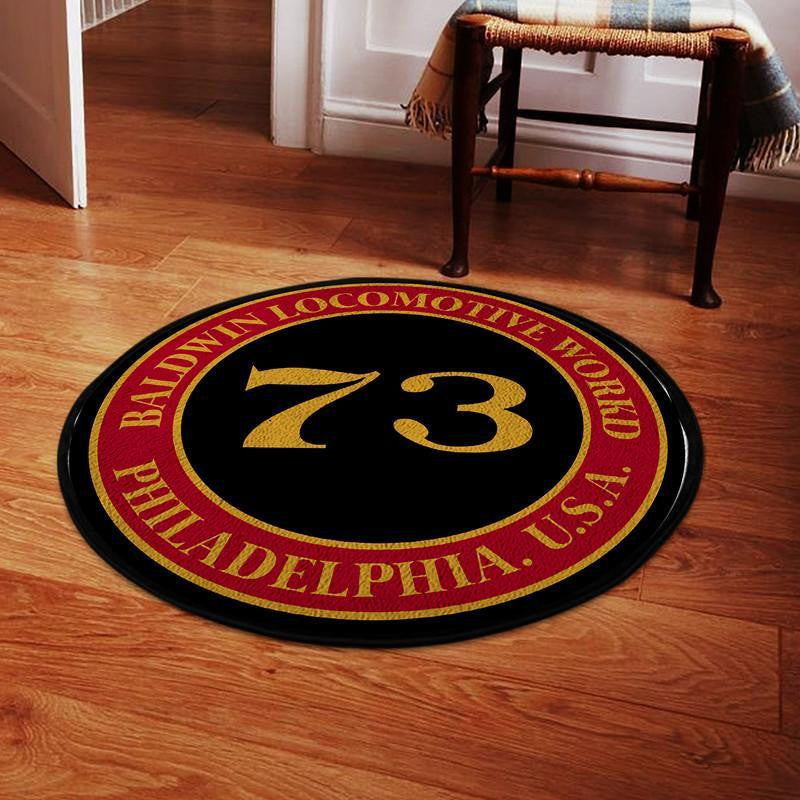 Railspirit Baldwin Locomotive Works Rail Road Thermometer Living Room Round Mat Circle Rug