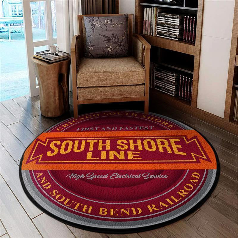 Railspirit Csssb Living Room Round Mat Chicago South Shore & South Bend Railroad Circle Rug