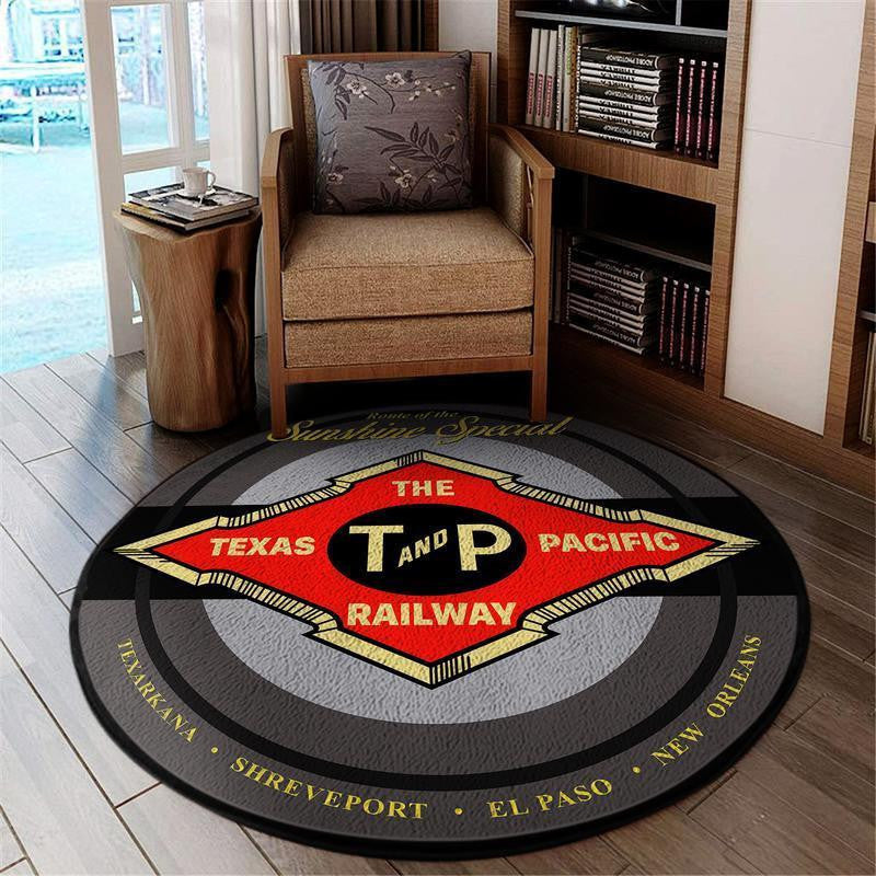Railspirit Texaspacific Living Room Round Mat The Texas Pacific Railway Circle Rug