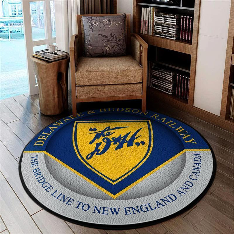 Railspirit Delaware Round Mat Delaware And Hudson Railroad Round Floor Mat Room Rugs Carpet Outdoor Rug Washable Rugs
