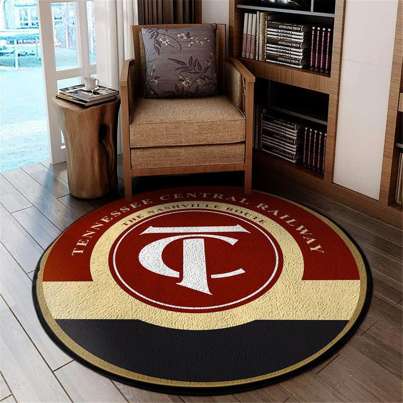 Railspirit Tennessee Living Room Round Mat Tennessee Central Railroad Circle Rug