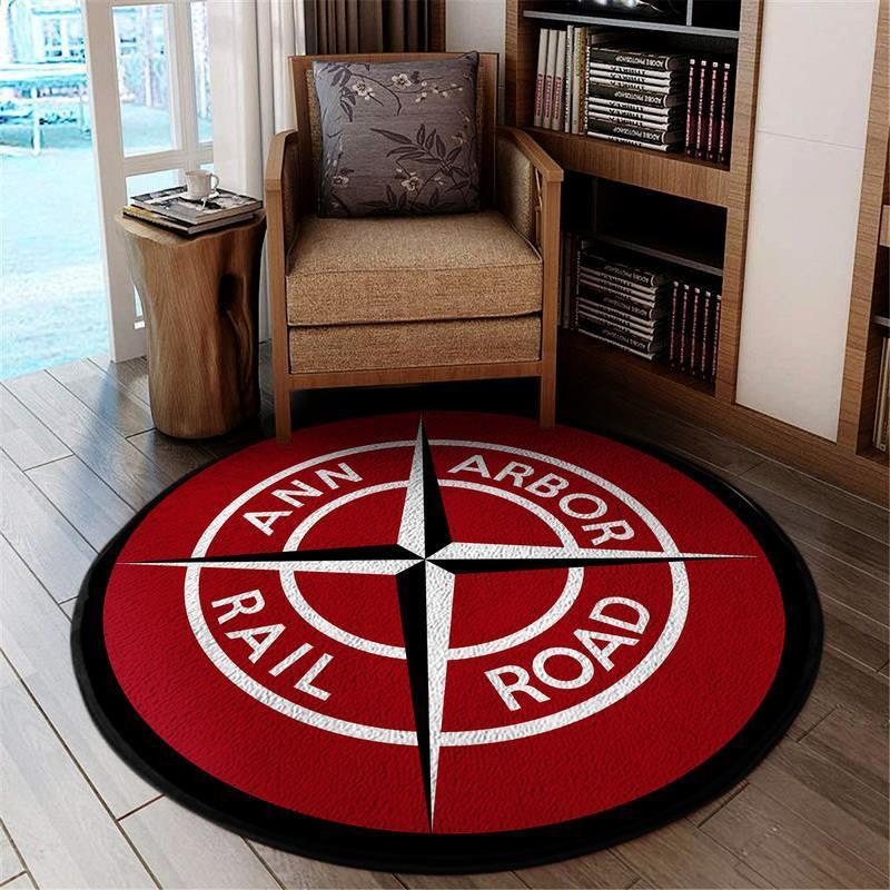Railspirit Aarr Living Room Round Mat Ann Arbor Railroad Circle Rug