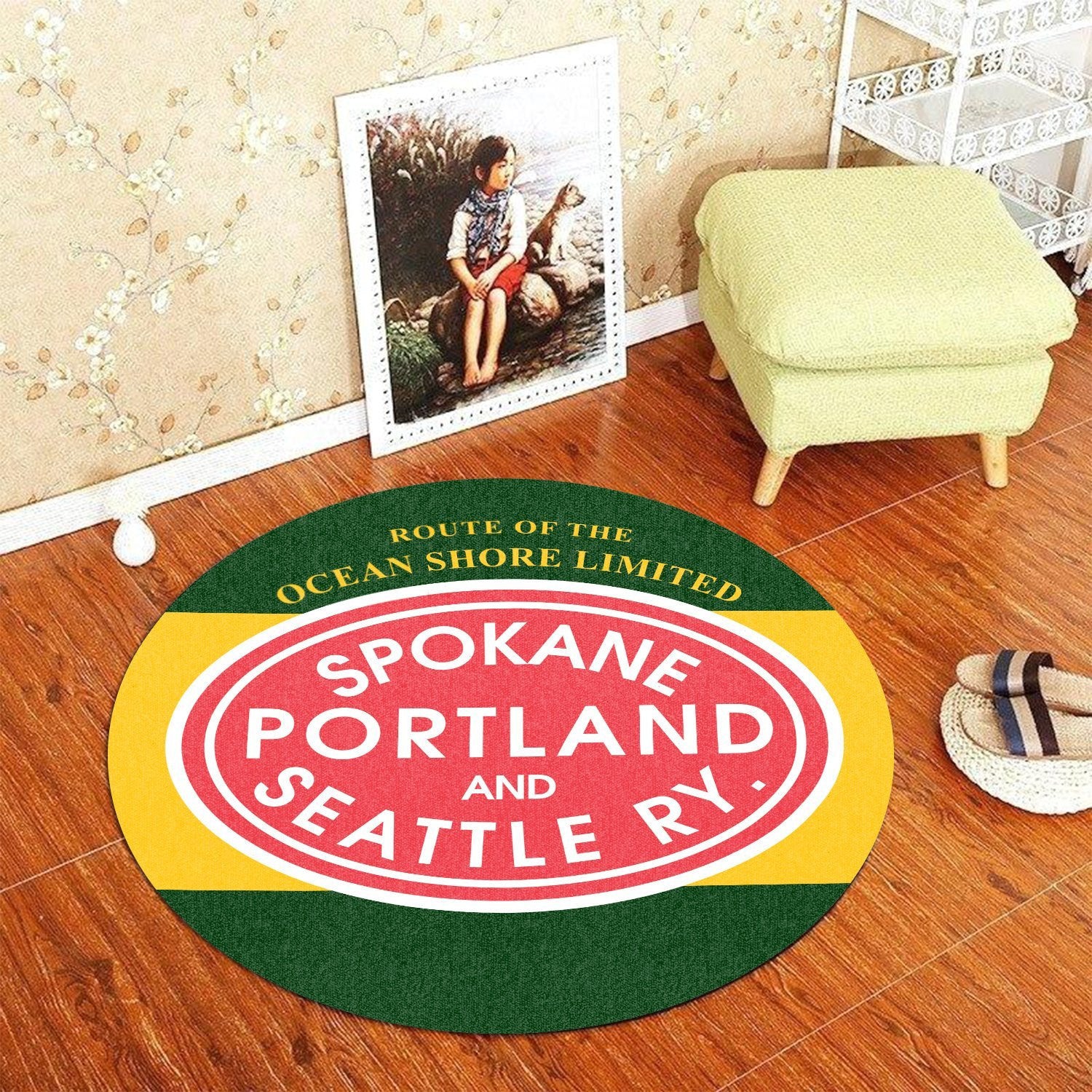 Railspirit Sps Spokane Portland And Seattle Railroad Round Mat Round Floor Mat Room Rugs Carpet Outdoor Rug Washable Rugs